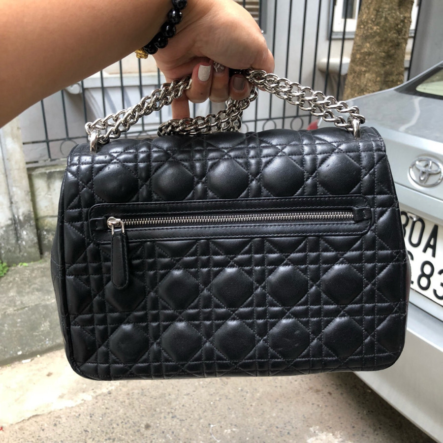 DIOR black Cannage Quilted lamskin Leather Miss Dior Flap Bag - medium