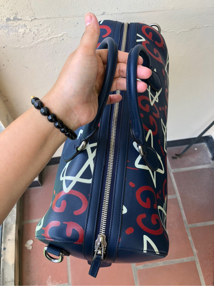 Gucci  - GG ghost leather Duffle bag - dark blue: