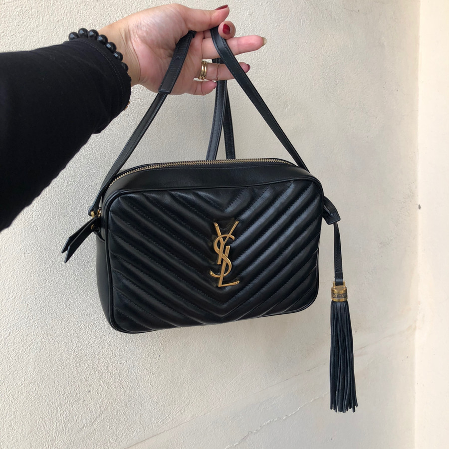 ❤️ YSL Lou Camera leather crossbody bag - black: