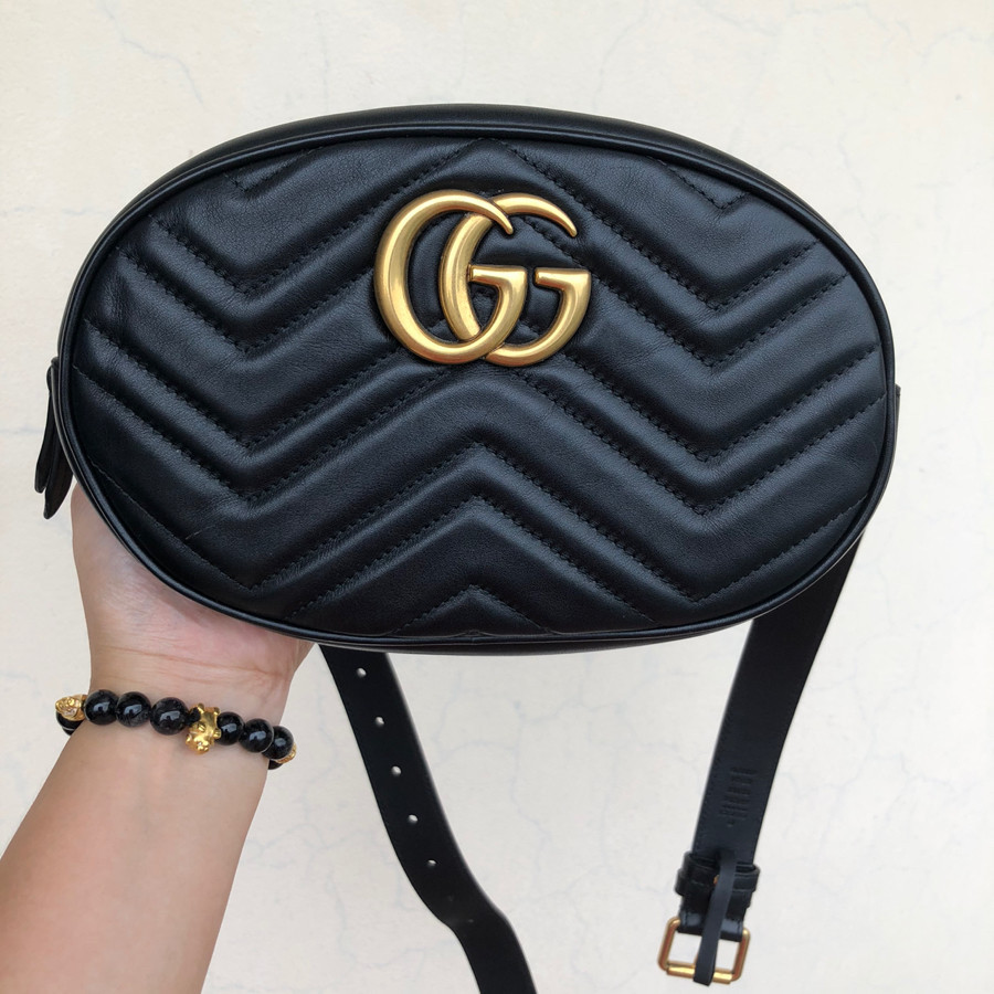 Gucci Gg Marmont Matelasse Belt Bag black sz 85: