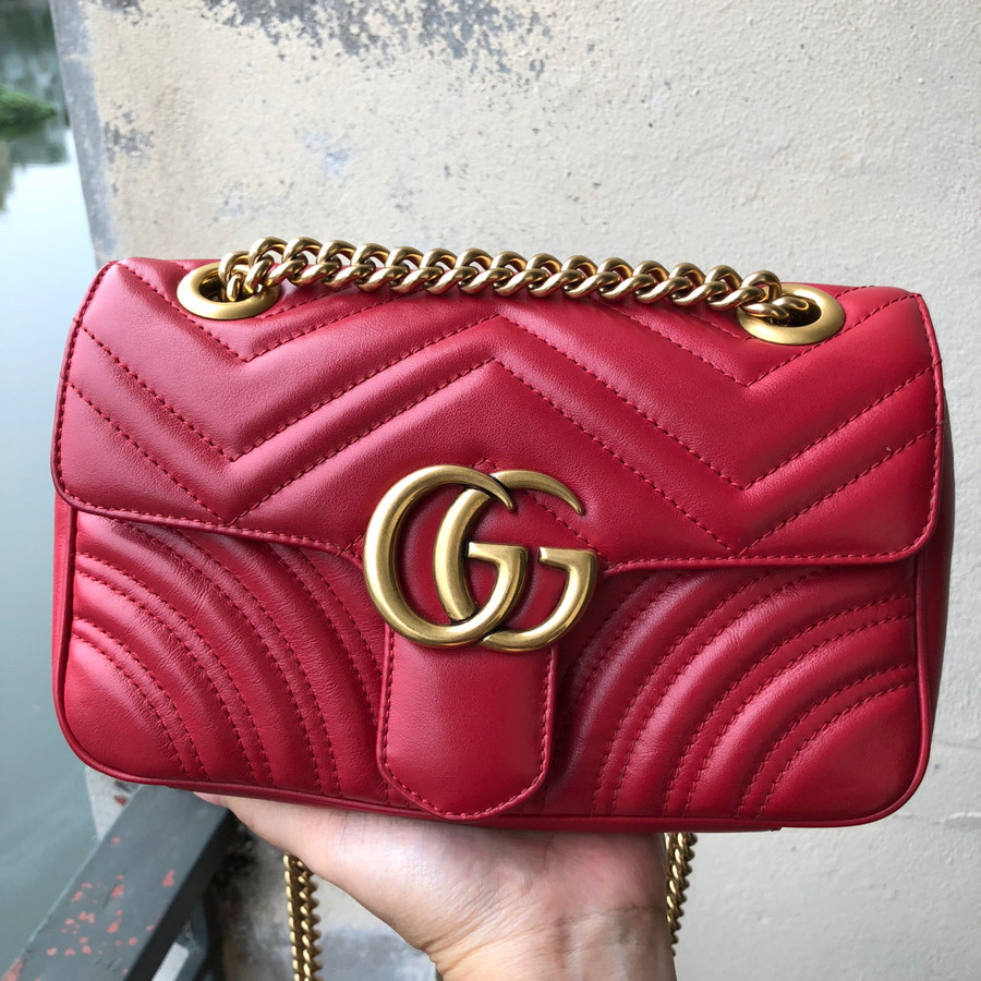 Gucci - Gg Marmont Mini Quilted-leather Bag In Red