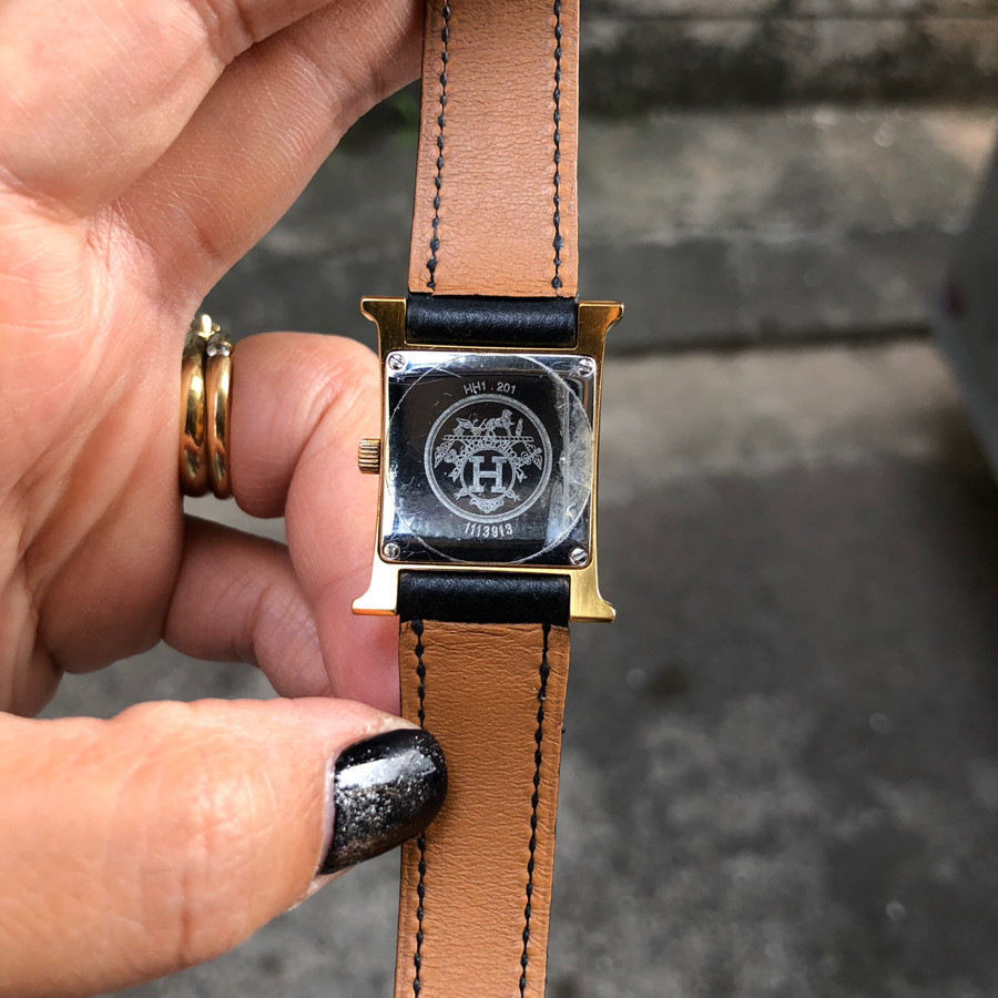 Hermes - heure 21mm watch - hh1 210 - black epsom & GHW: