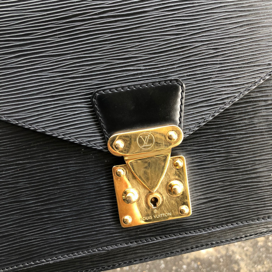 Louis Vuitton Monceau Hand Bk Black Epi Leather Shoulder Bag: