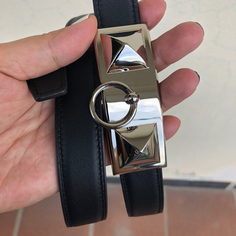 Hermes sydney belt 24mm gray/black sz 75: