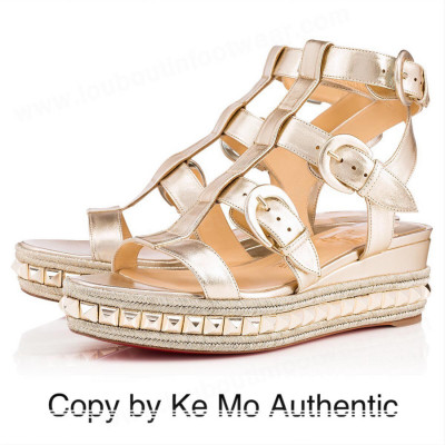 Louboutin rocknbuckle wedges - gold metallic sz 38:h