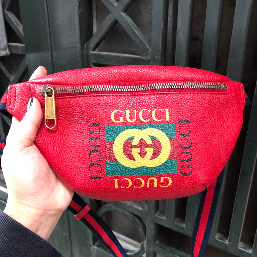 Gucci - Print leather belt bag - red - size small: