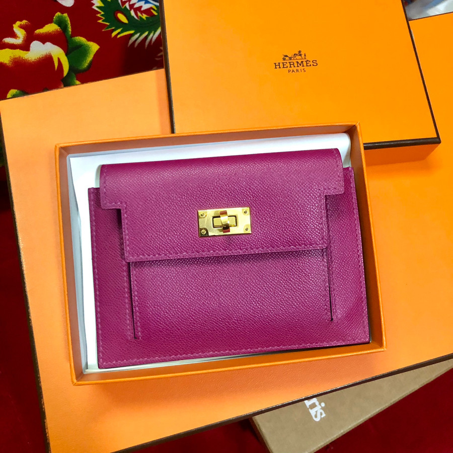 ❤️ Hermes - kelly pocket compact Wallet - Pink: