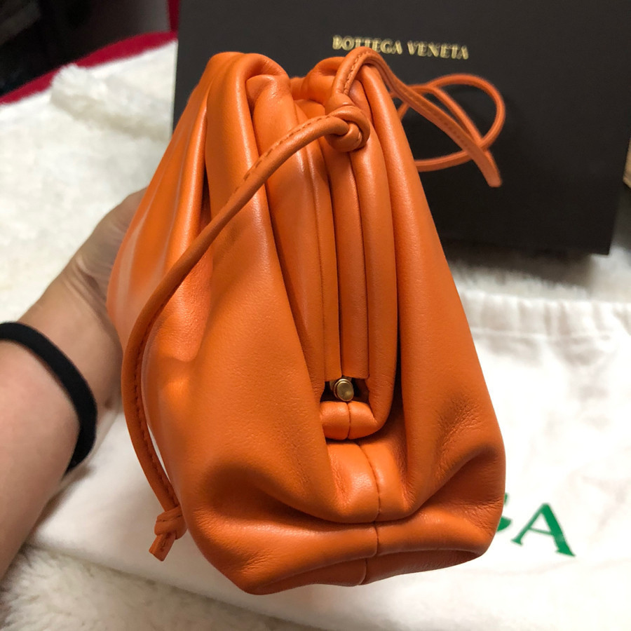 Bottega Veneta Orange Nappa Leather Mini Pouch Clutch Bag: