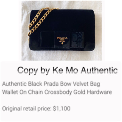 Prada Bow Wallet on Chain Velvet black :