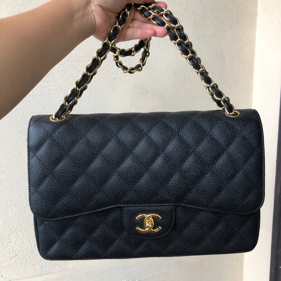 Chanel - Jumbo Classic Double Flap Bag Caviar Noir - black & GHW: