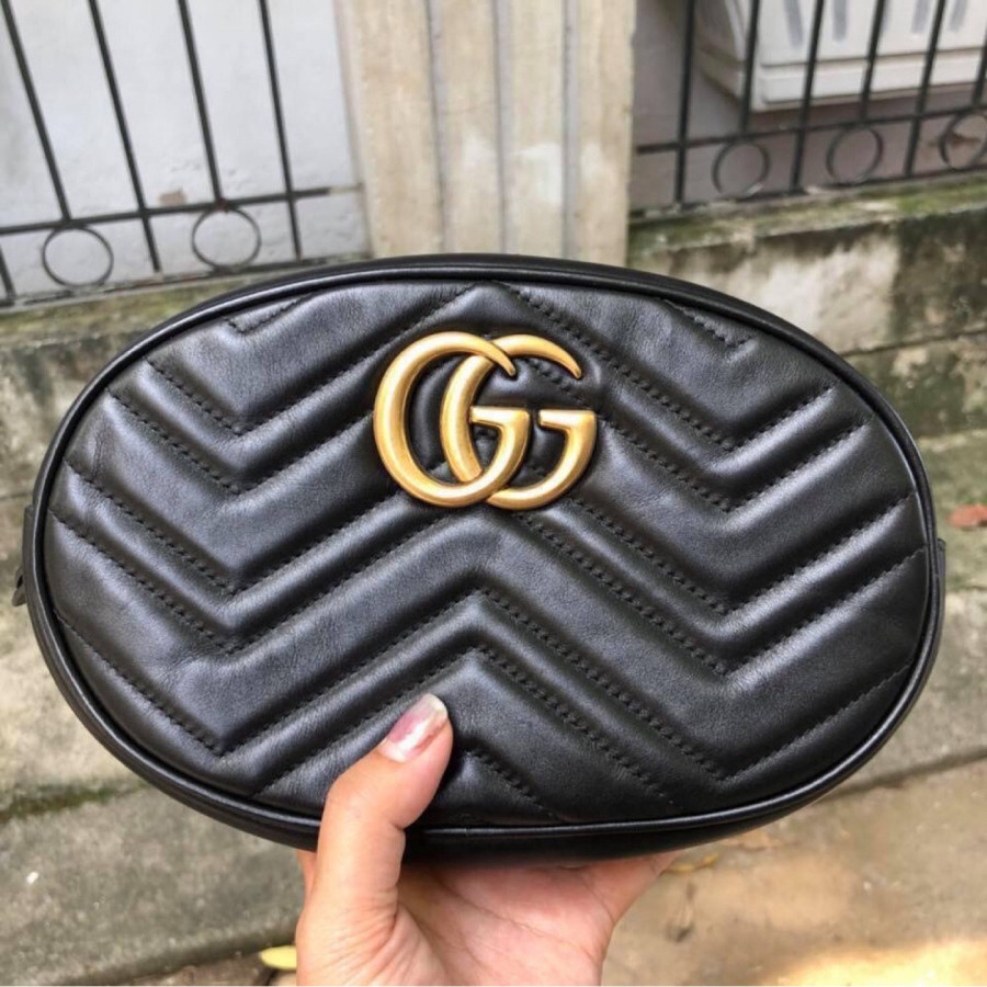 Gucci GG Marmont matelassé leather belt bag sz 85