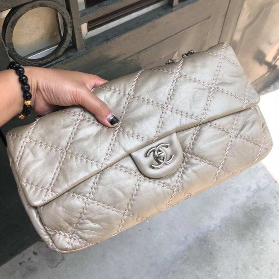 Chanel Gold East west Uiltra stitch flap bag: