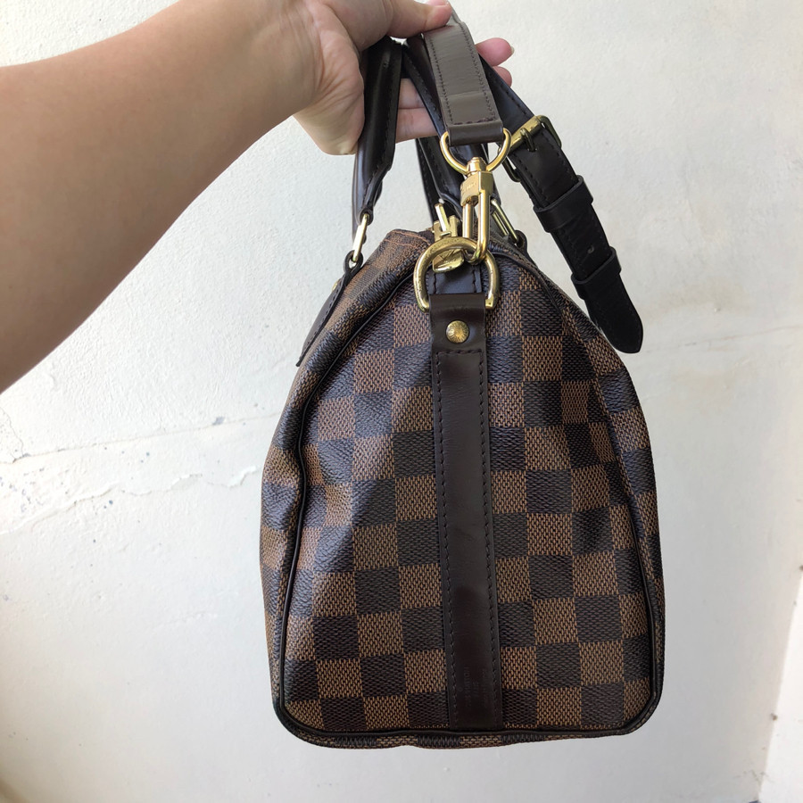 Louis Vuitton Speedy Bandoulière 25 in graphic Damier Ebene canvas: