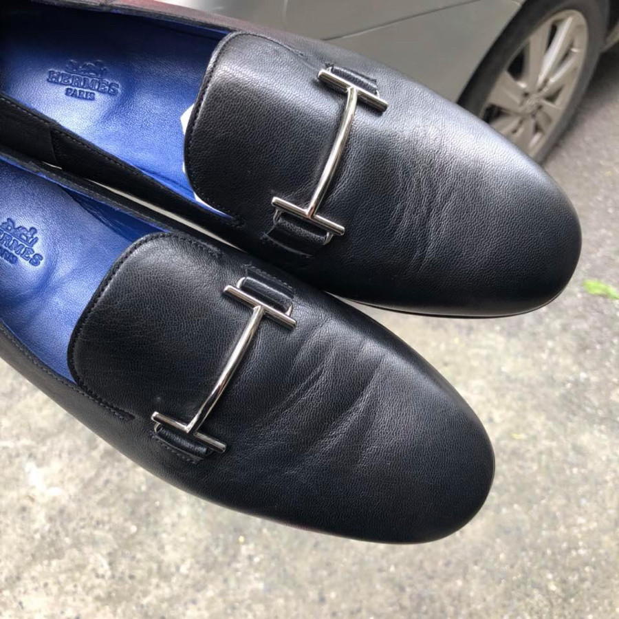 Hermes Saga loafer - đen sz 41,5