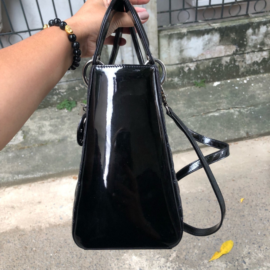 Dior lady medium - black patent + SHW