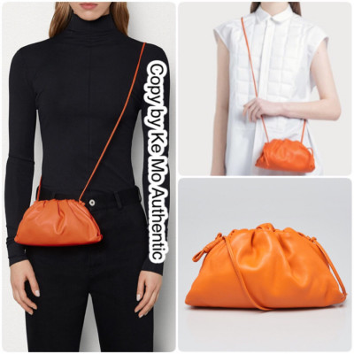 Bottega Veneta Orange Nappa Leather Mini Pouch Clutch Bag: