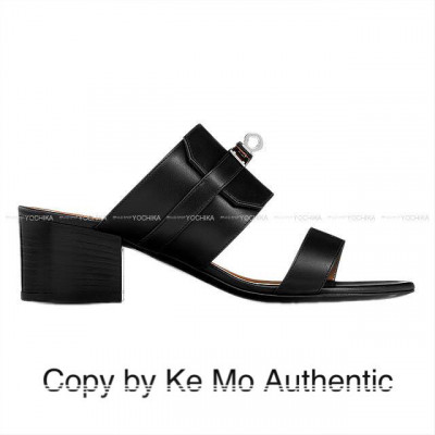 Hermes Lady's Kelly belt sandals - black sz 36,5: