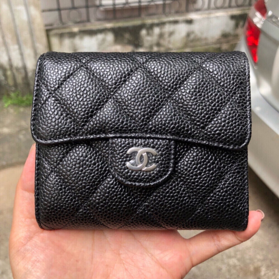 Chanel Classic Flap Wallet  Black Caviar Gold Hardware  loveholic