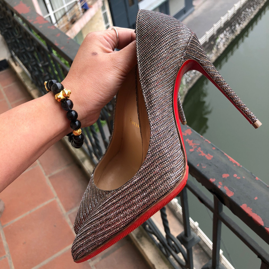 C. Louboutin So Kate Glitter Chain 120mm Pumps sz 36: