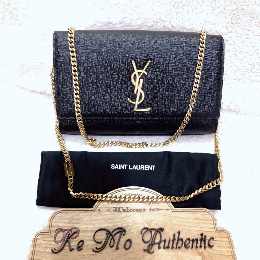 YSL - kate medium Calfskin leather - black & gold: