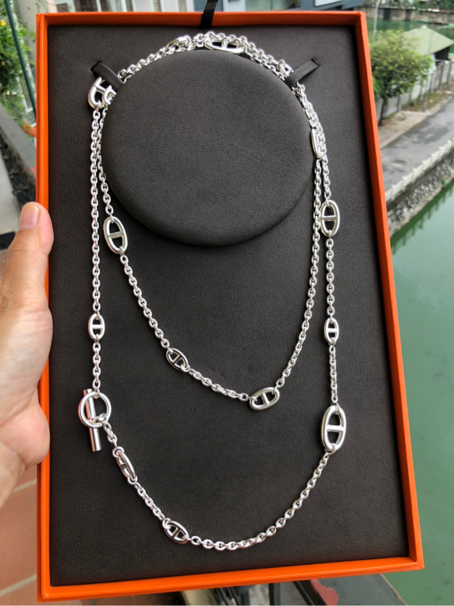 Hermes Farandole long necklace 160 - silver: