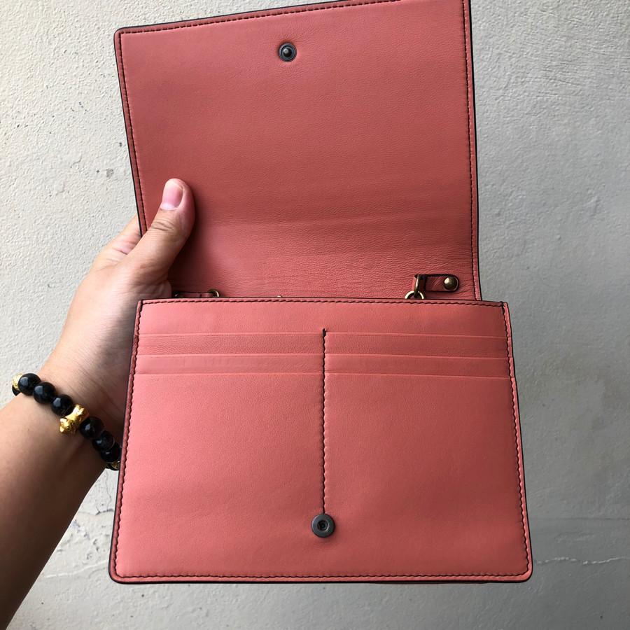 Bottega Veneta Dahlia Hibiscus Intrecciato Palio Chain Wallet In Pink: