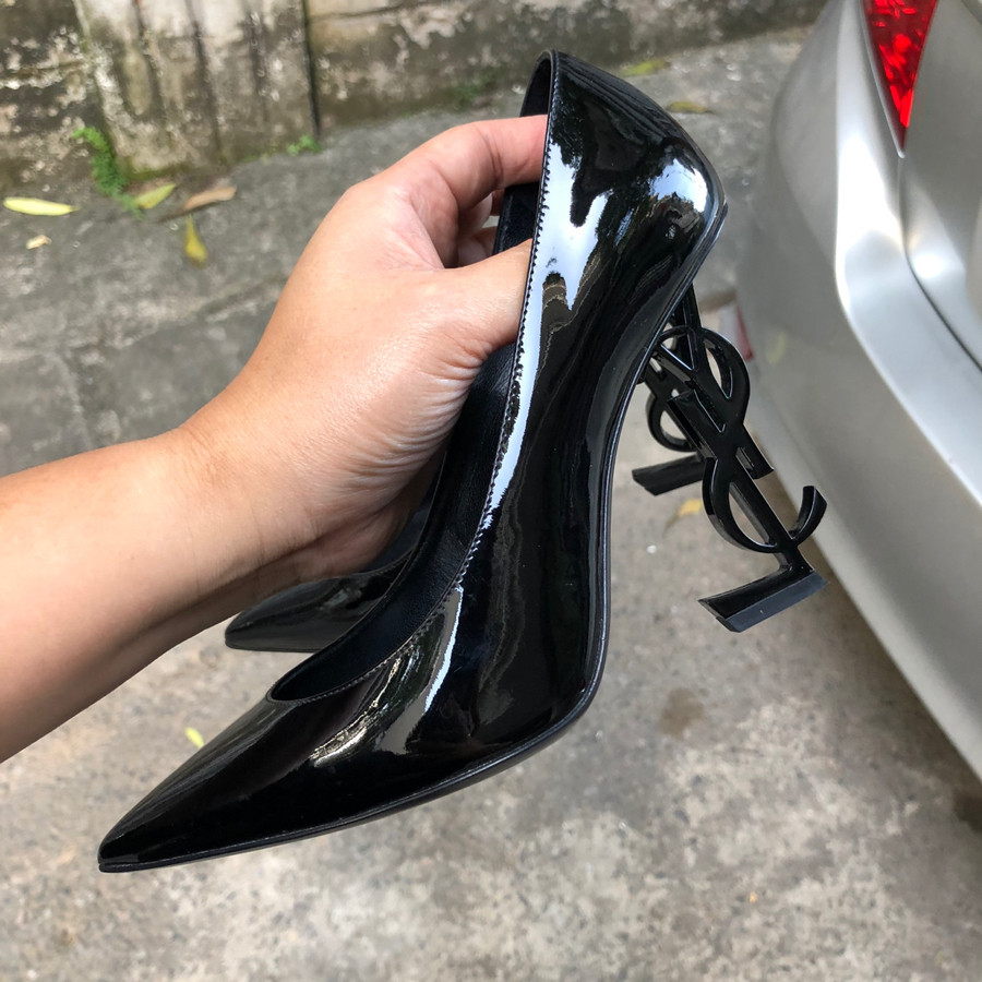 YSL Opyum Opium Black Patent Leather Heel Pump sz 35,5: