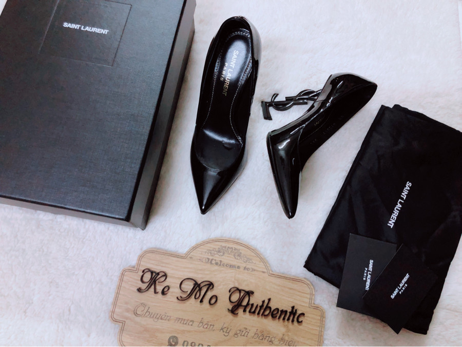 YSL Opyum Opium Black Patent Leather Heel Pump sz 35,5: