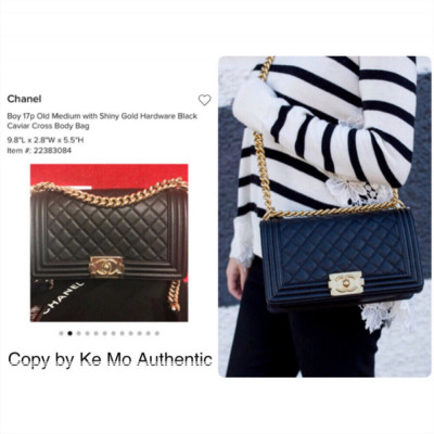 Chanel Boy 17p Old Medium with Shiny Gold Hardware Black Caviar Cross Body Bag