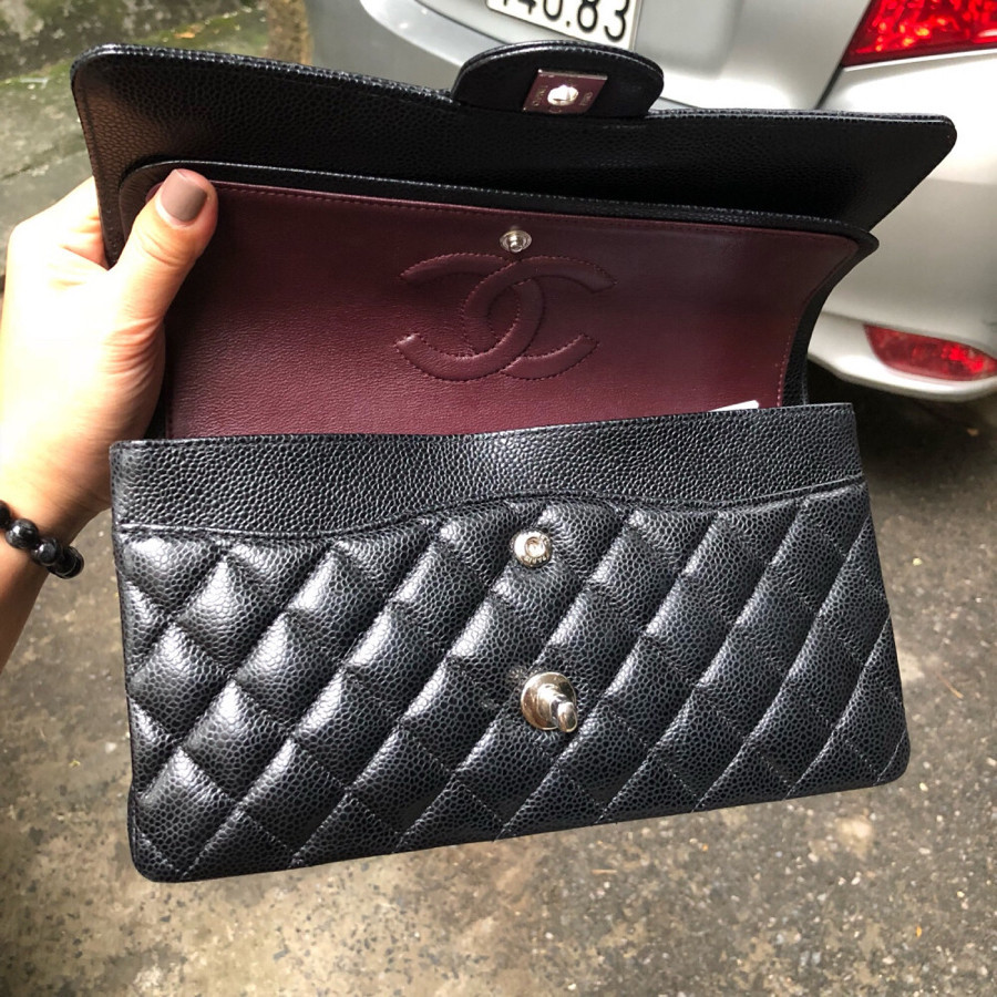 Chanel classic medium - black caviar & SHW code 27