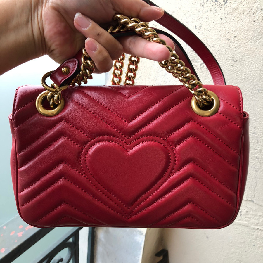 Gucci - Gg Marmont Mini Quilted-leather Bag In Red