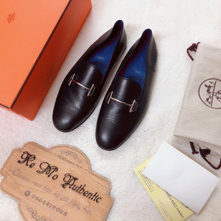 Hermes Saga loafer - đen sz 41,5