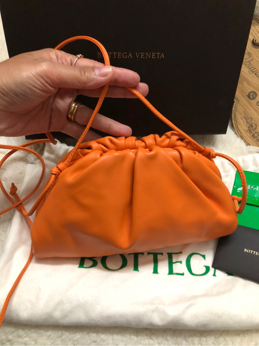 Bottega Veneta Orange Nappa Leather Mini Pouch Clutch Bag: