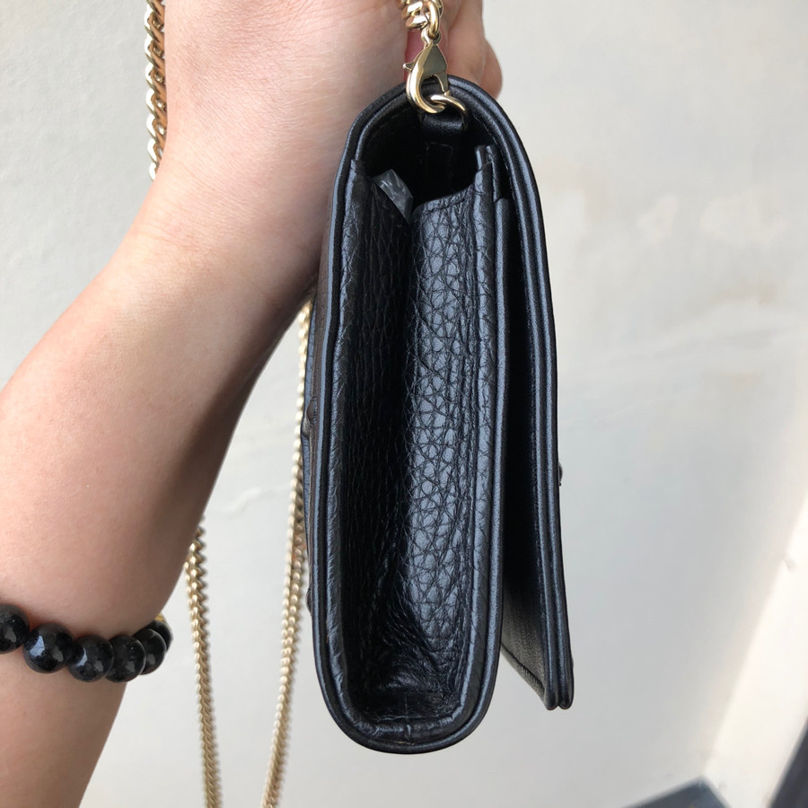 DIOR Grained Leather Diorama Wallet on Chain Bag - black: