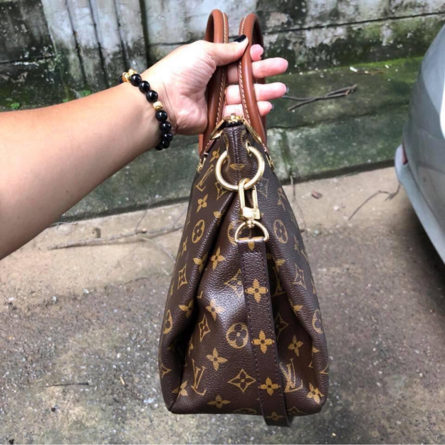 Louis Vuitton Shoulder Bag Pallas Noir Mm Monogram Black Brown Canvas Tote