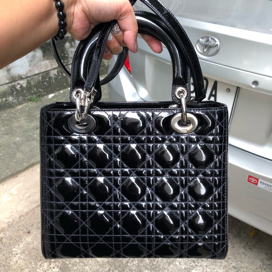 Dior lady medium - black patent + SHW