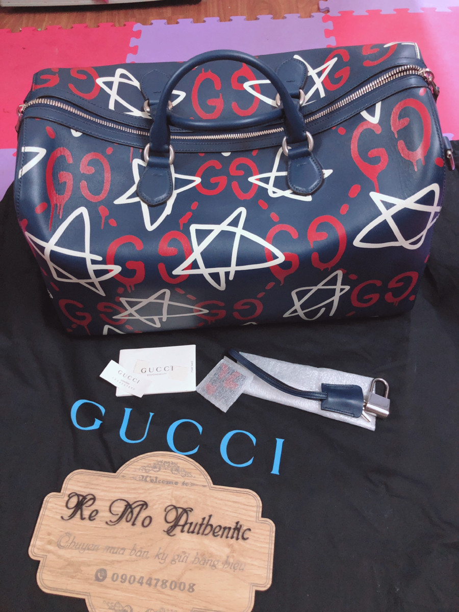 Gucci  - GG ghost leather Duffle bag - dark blue: