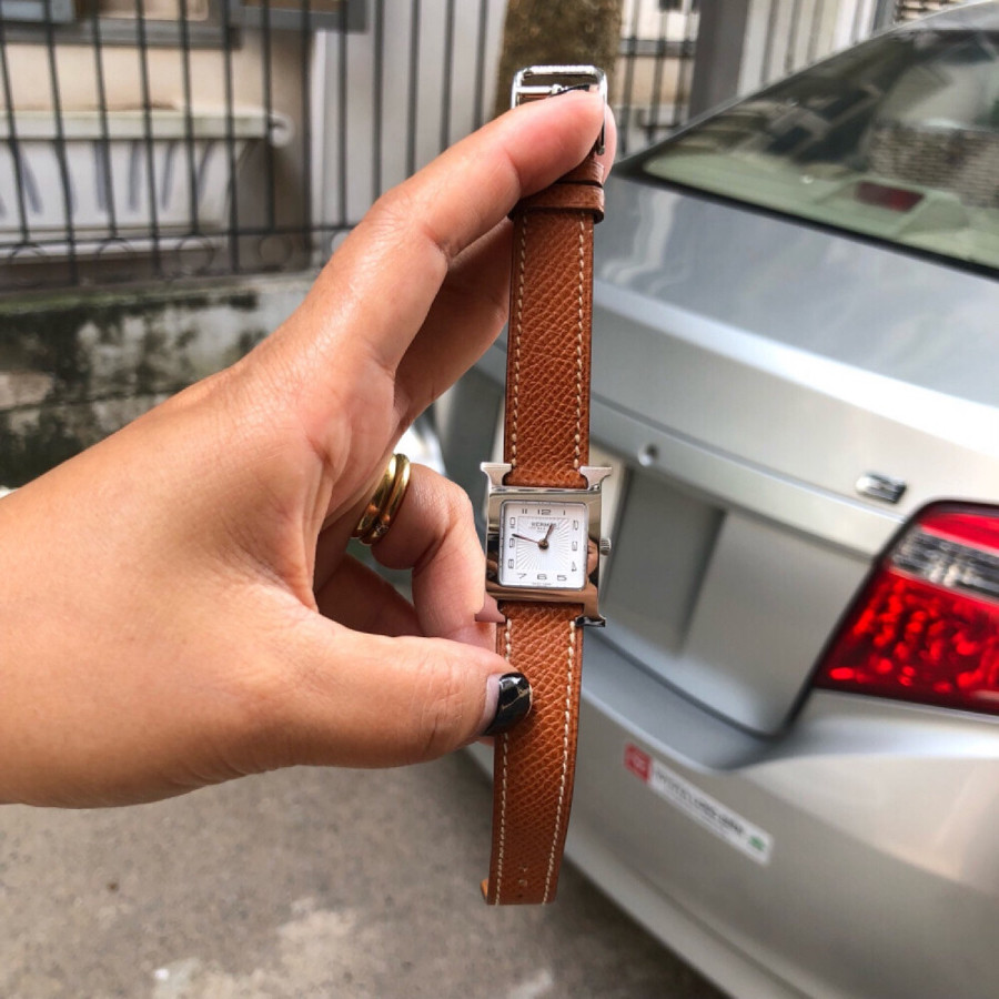Hermes Heure PM - brown epsom leather + SHW