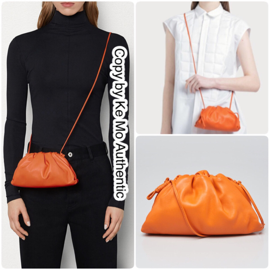 Bottega Veneta Orange Nappa Leather Mini Pouch Clutch Bag: