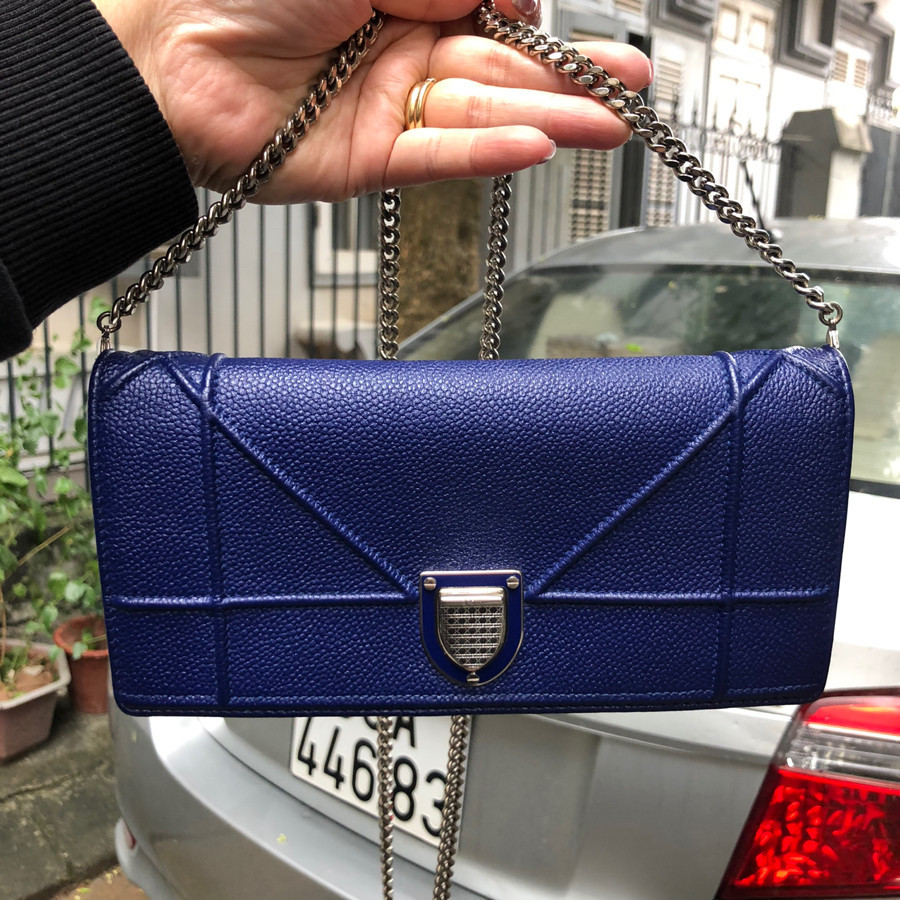 ❤️ Diorama wallet on chain - cobalt leather