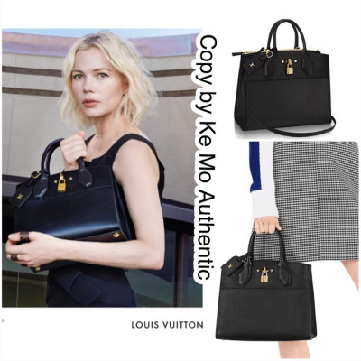 Louis vuitton City Steamer PM 2 Way Shoulder Taurillon Clemence Leather Noir - black: