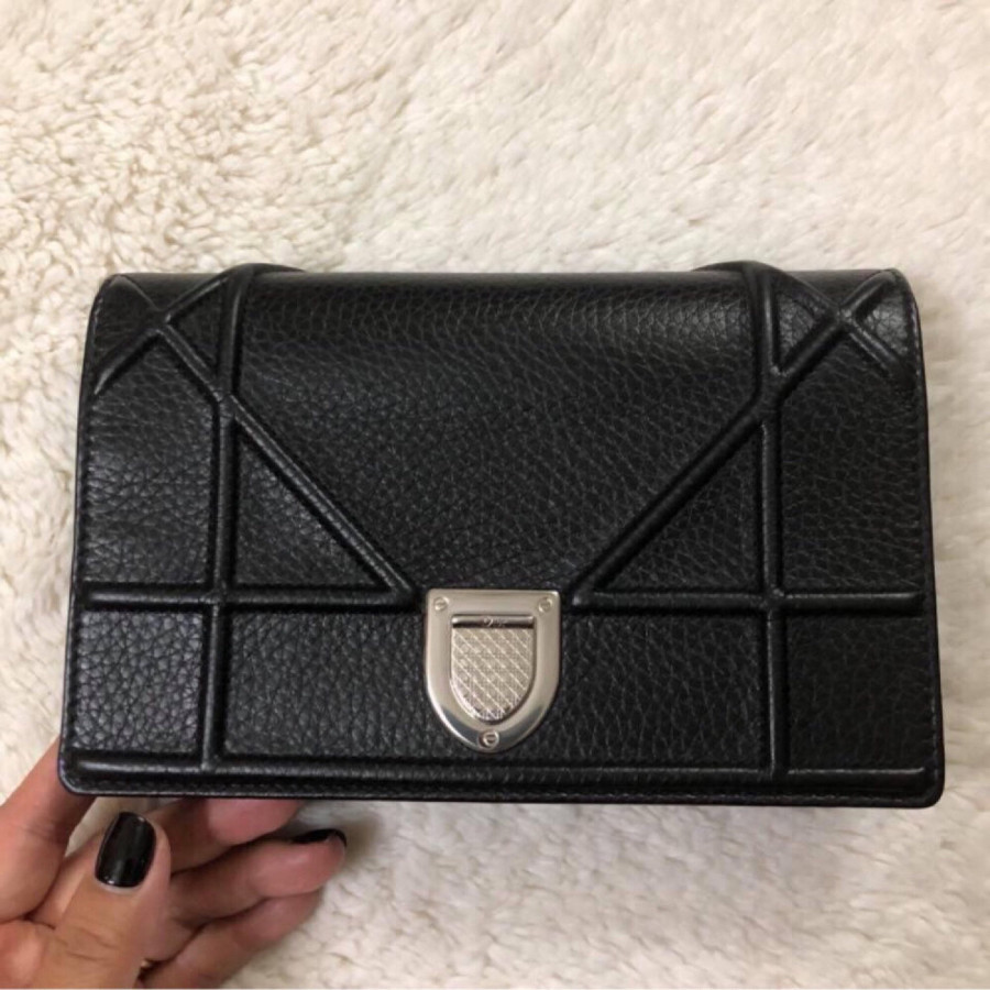 Dior Diorama pouch in black grained calfskin