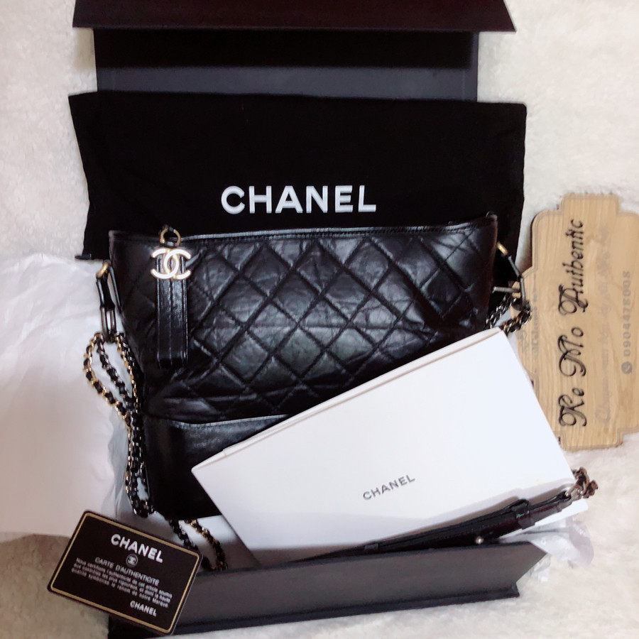 Chanel - Black Quilted Leather Gabrielle Medium Hobo Bag: