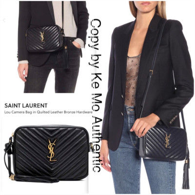 ❤️ YSL Lou Camera leather crossbody bag - black: