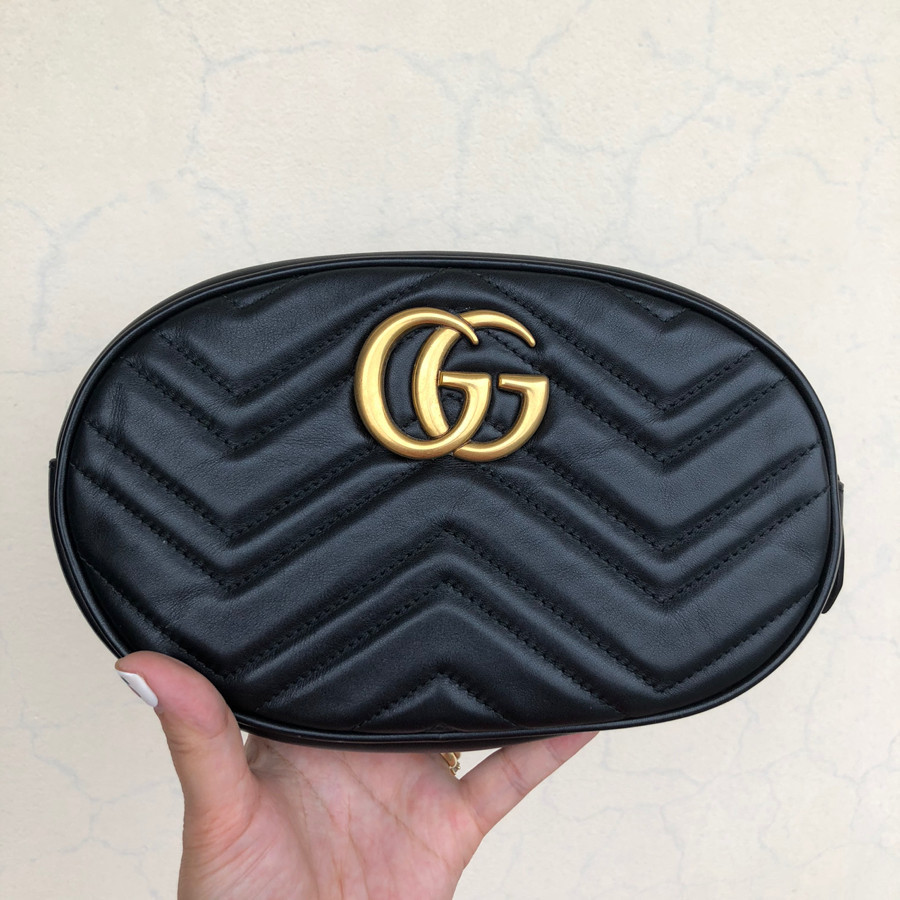 Gucci Gg Marmont Matelasse Belt Bag black sz 85: