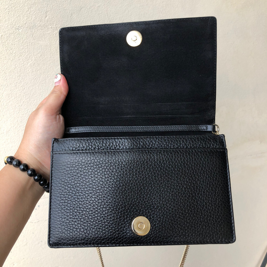 DIOR Grained Leather Diorama Wallet on Chain Bag - black: