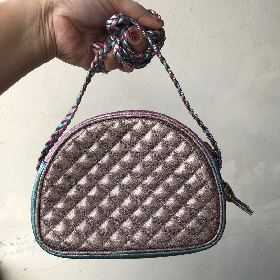 Gucci - Trapuntata Mini Quilted Metallic Pink/Blue Leather Cross Body Bag: