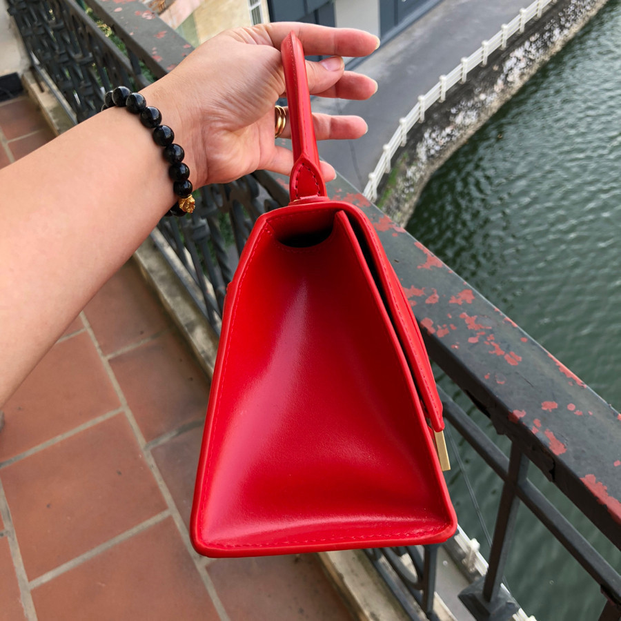 Balenciaga - Hourglass S tote bag - red calfskin leather: