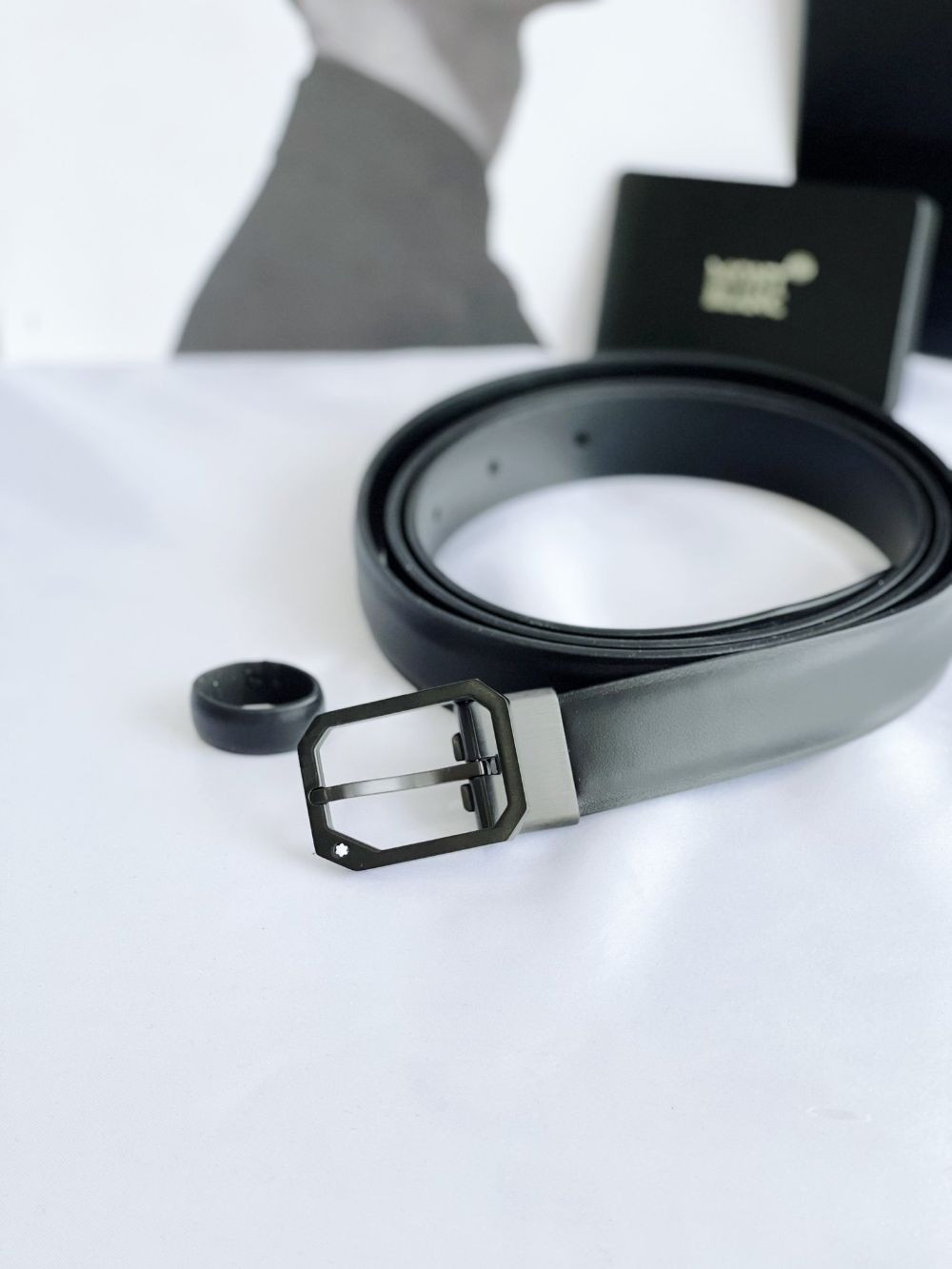 Belt Montblanc khoá đen mờ bản 2.5cm