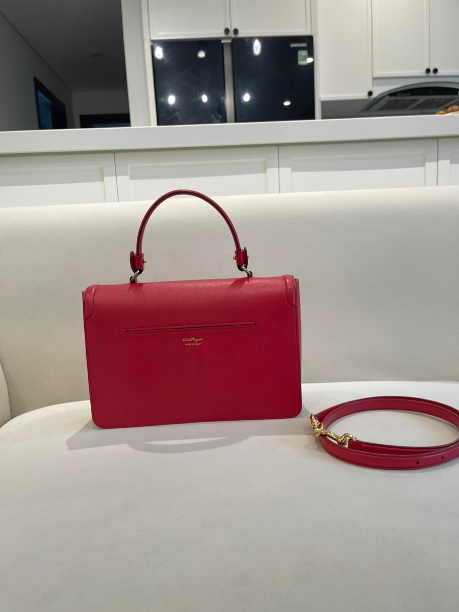 Salvatore Ferragamo Fushian Leather Kelly Top Handle Bag